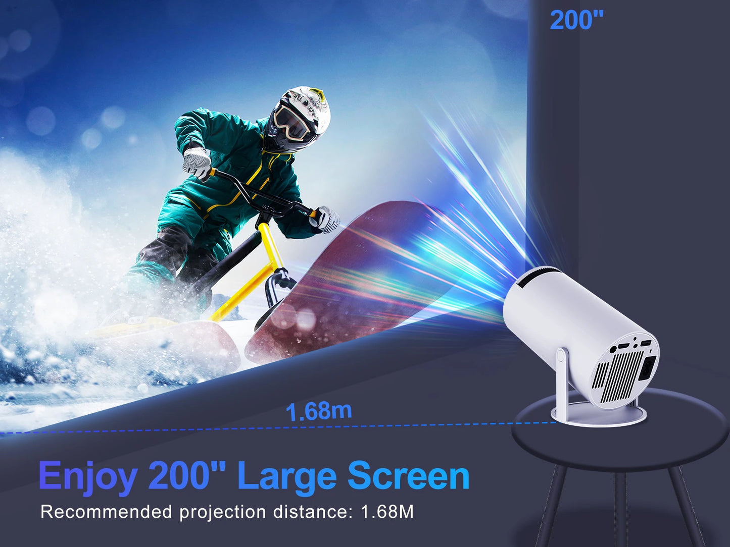 HY300 Pro HiFi Projector 4K Android 11 Dual Wifi6.0 BT5.0 H713 280ANSI 720P Built-in Cinema Sound Speaker Protable Mini Projetor