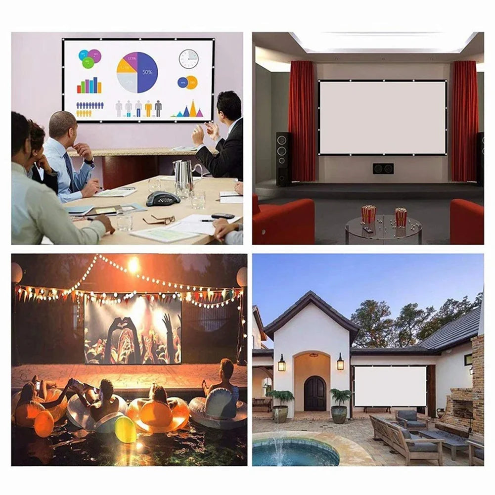 Simple Projector Curtain 150 inch Portable HD Display Screen Home Cinema Theater Movie Home Outdoor Office